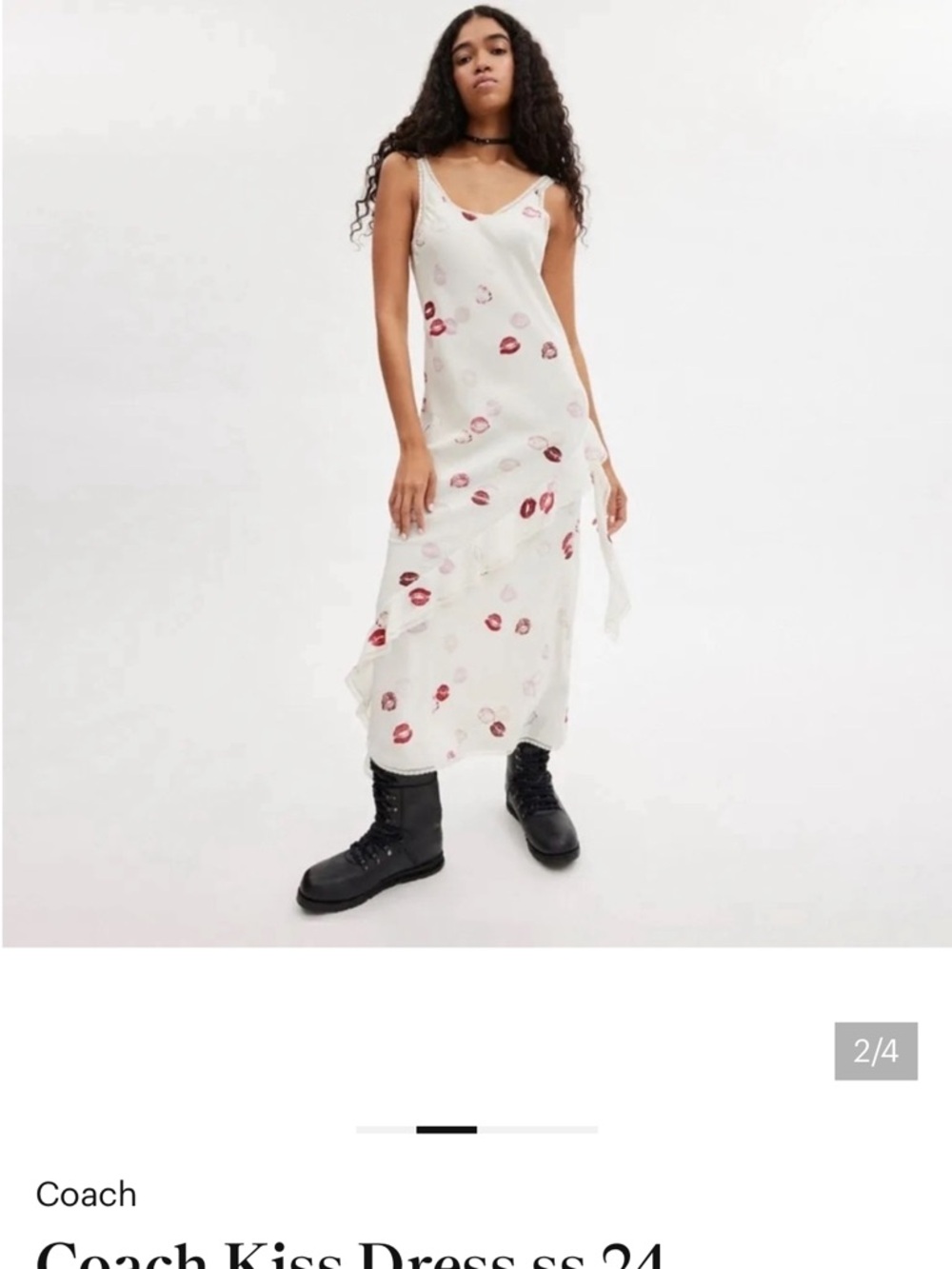 NWT! Coach White Slip Maxi Dress with Red Lip Print! Size 8 gorgeous!